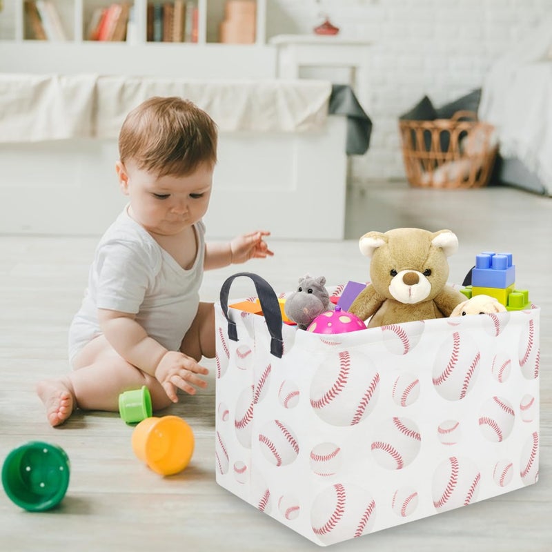 FXOCSHE FXOLCSHE Easter baseball basket,Kids Storage Basket,Boys baseball hamper,Waterproof foldable laundry basket,baby Room Decor(Baseball) - Image 2